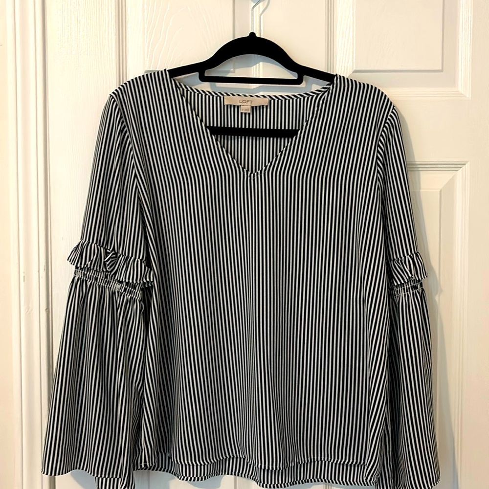 Loft navy striped blouse